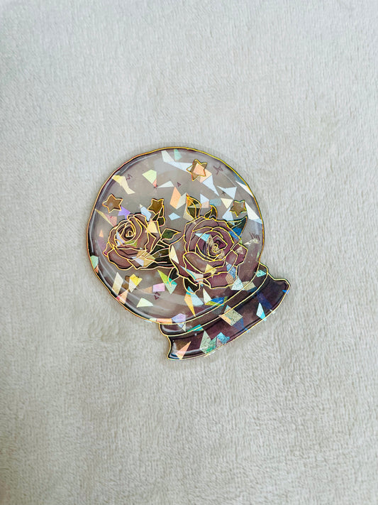 Crystal Ball Rose Holographic Sticker – 2.5”