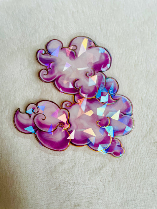 Holographic Purple Cloud Sticker – 2.5”
