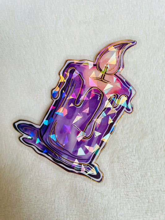 Holographic Purple Drippy Candle Sticker – 3”